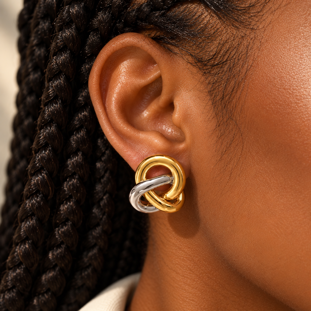 ÉLÉNIE — Boucles d’oreilles Nœud Bicolore