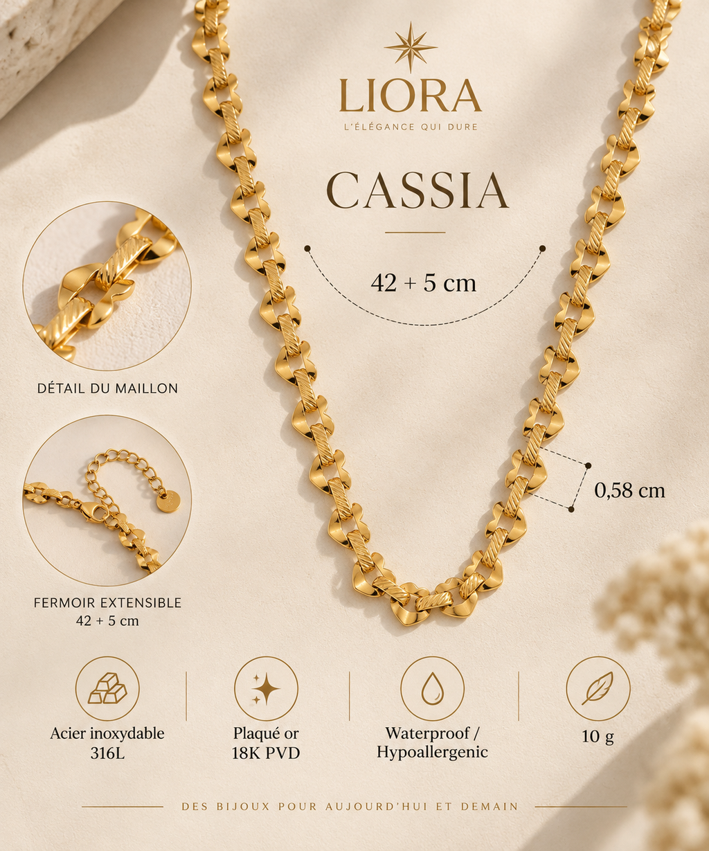 CASSIA — Collier doré
