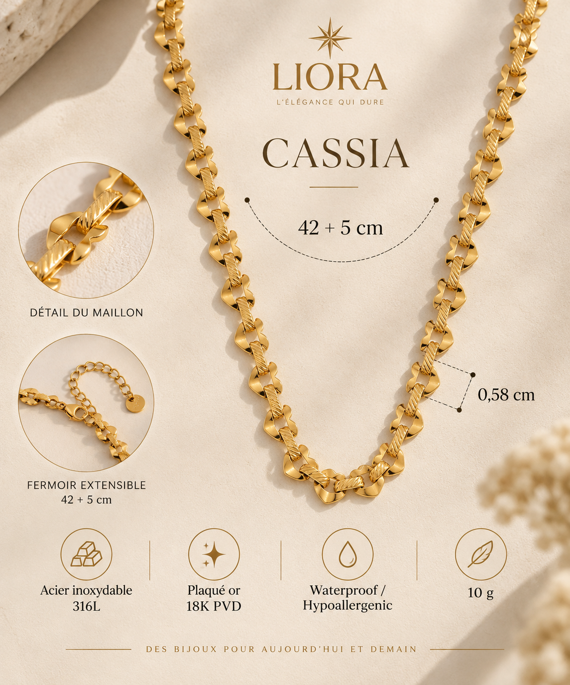 CASSIA — Collier doré