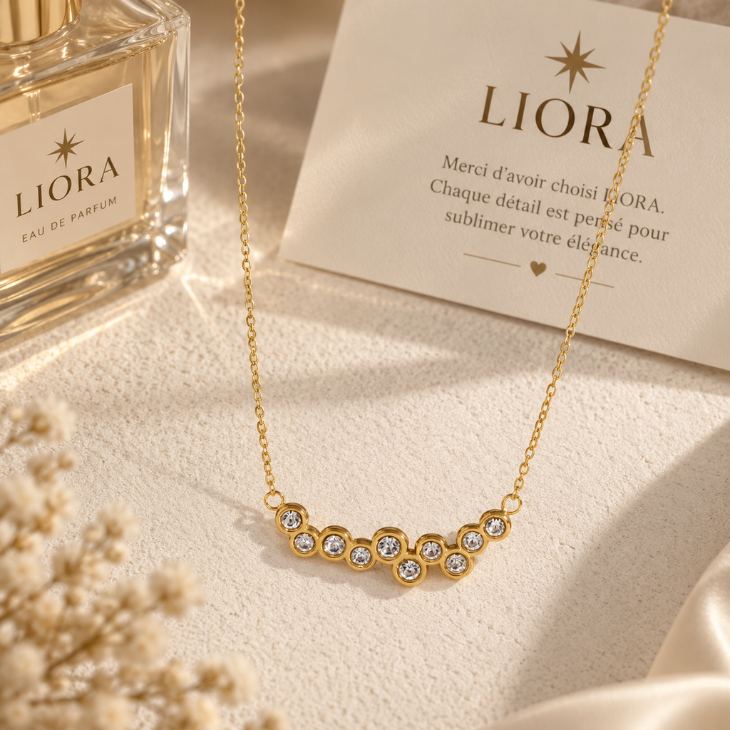 ÉVANA — Collier doré à cristaux
