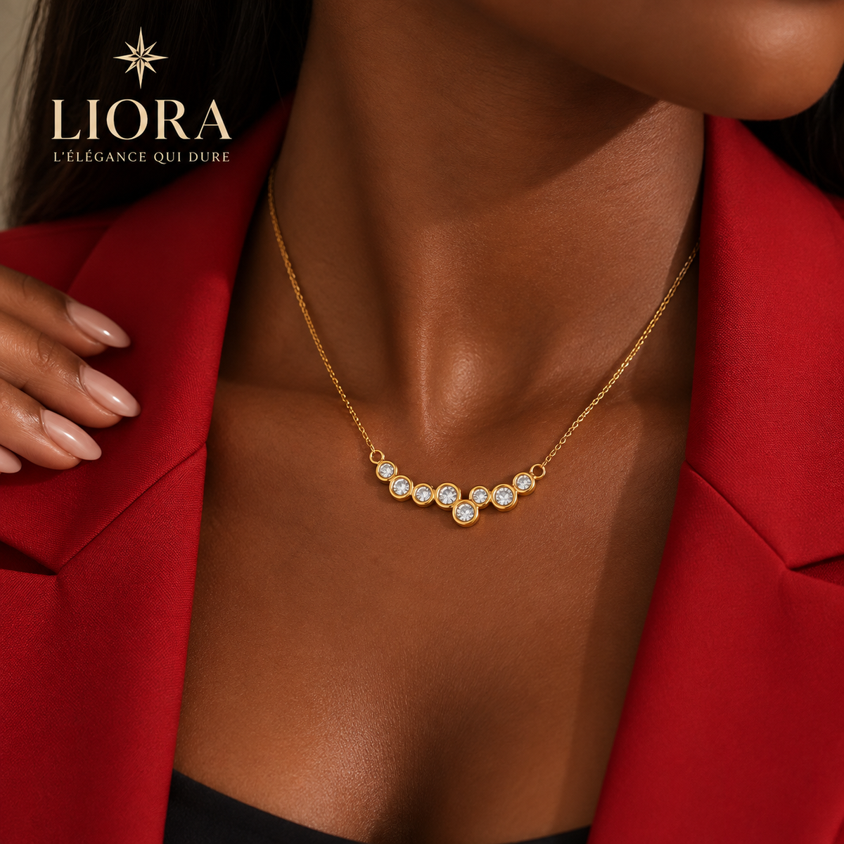 ÉVANA — Collier doré à cristaux