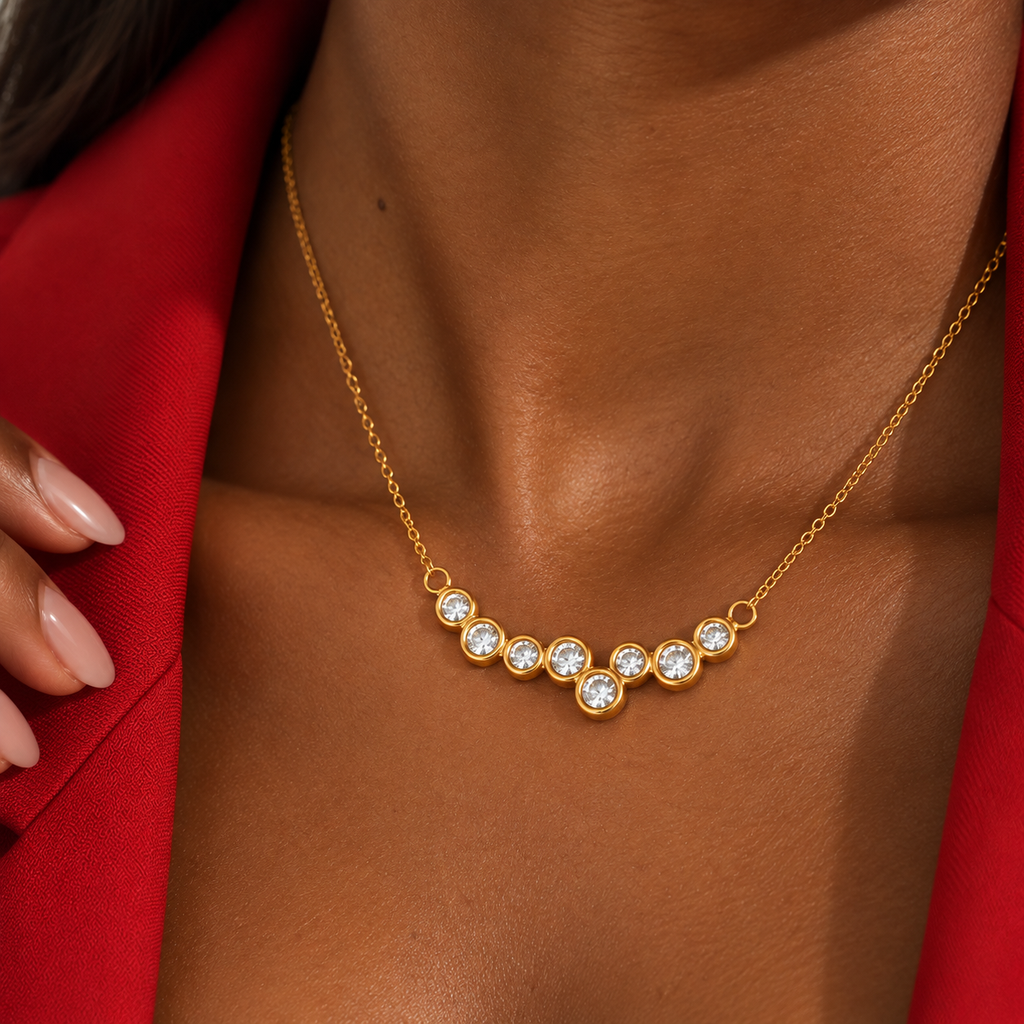 ÉVANA — Collier doré à cristaux