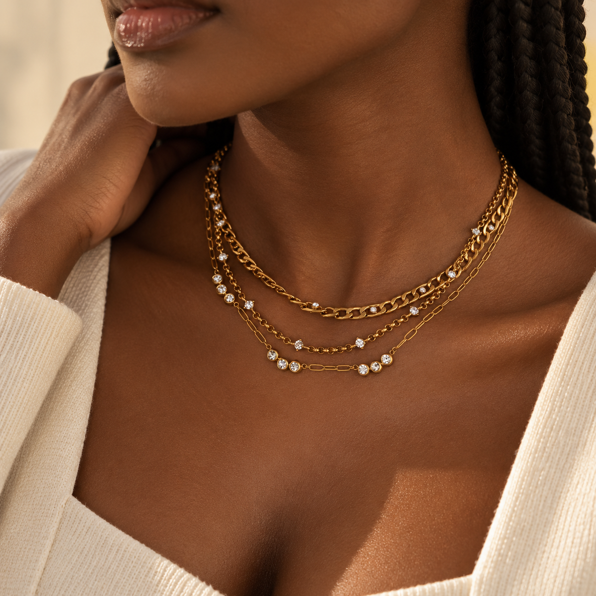 ÉLORIA — Gold-tone crystal necklace | 3 variants
