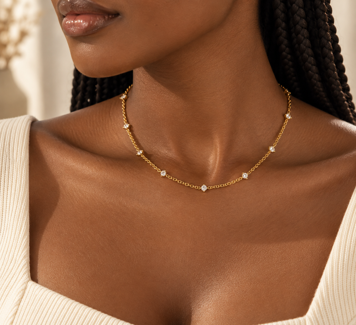 ÉLORIA — Gold-tone crystal necklace | 3 variants