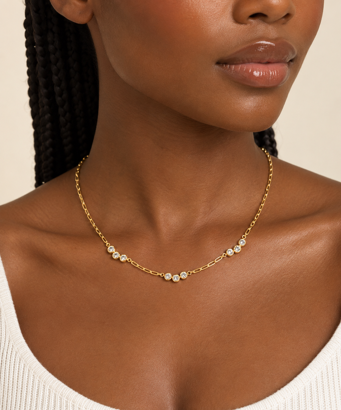 ÉLORIA — Gold-tone crystal necklace | 3 variants