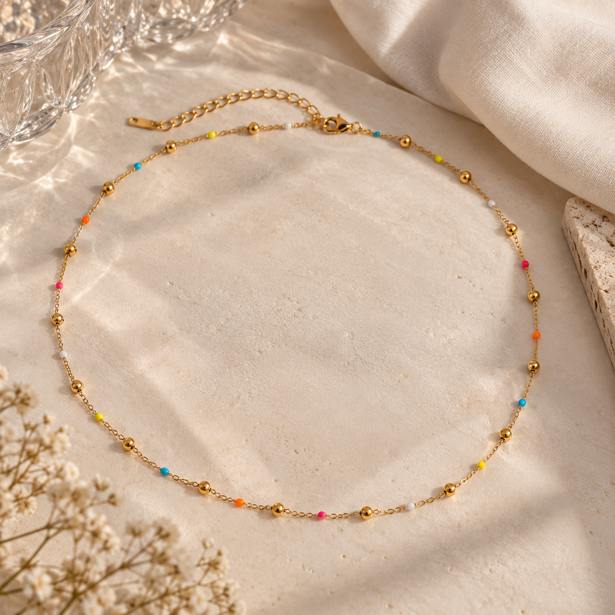KALYSSA — Gold-toned necklace with colorful beads