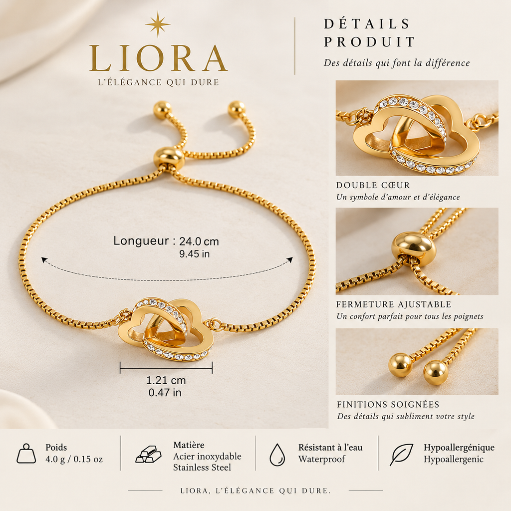 ALYRA – Bracelet Double Cœur