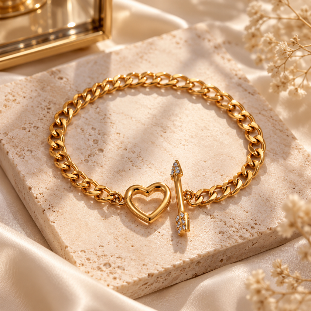 VELIA — Gold-tone heart & arrow bracelet