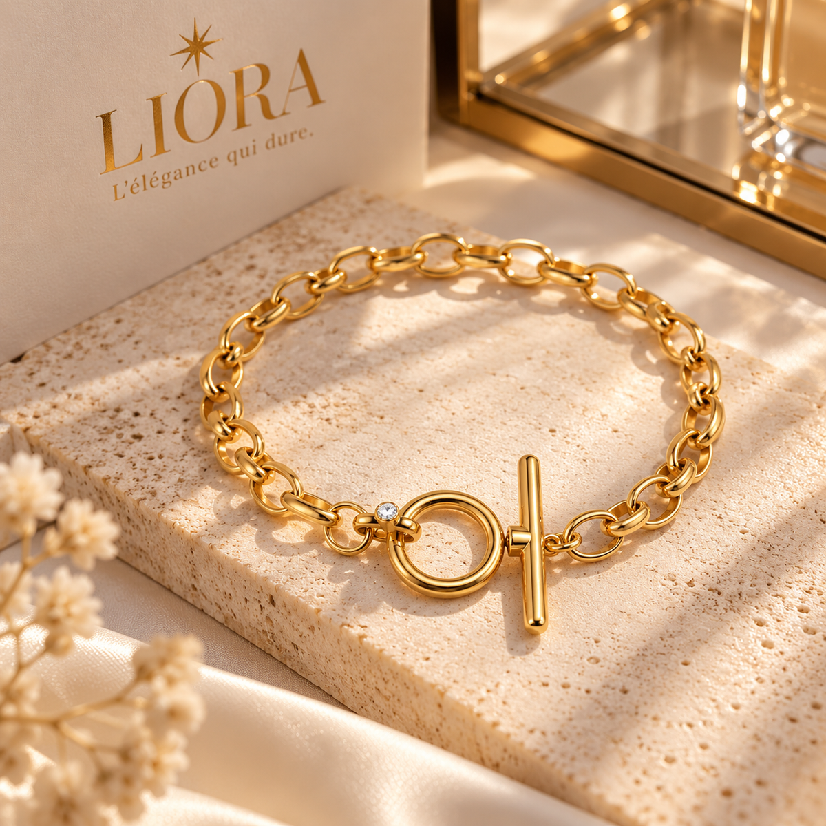 VELIA — Bracelet doré cœur & flèche