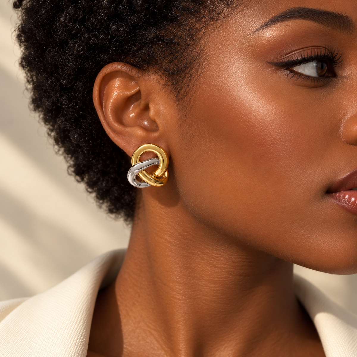 ÉLÉNIE — Boucles d’oreilles Nœud Bicolore